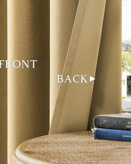 ChrisDowa 100% Blackout Mustard Yellow Solid Curtains 84 Inches Long 2 Panels for Bedroom Living Room,Farmhouse Room Darkening Thermal Insulated Soundproof Grommet Top Window Treatment Drapes,52x84