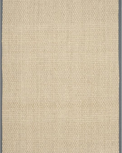 SAFAVIEH Area Rug 4x6 - Natural Fiber Collection - Natural & Dark Grey, Seagrass, Basketweave Pattern with Border (NF114Q)