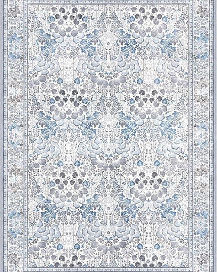 4x6 Modern Rug for Farmhouse, Grey Blue Super Soft Washable Rug with Non-Slip, Low-Pile Indoor Door Area Rugs for Living Room Bedroom, Carpet with Non-Shedding