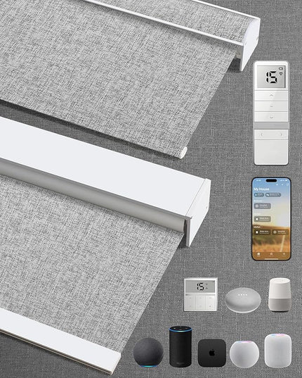 Kincmo Motorized Blinds with Remote,100% Blackout Motorized Roller Shades Work with Apple Homekit,Alexa,Google, Custom Electric Blinds with App,Voice Control (Mist Twilight)
