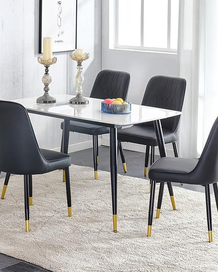 Black Dining Table Set for 4, Dining Room Table Set for 4, Sintered Stone Kitchen Table Top and Modern Chairs Set of 4 for Kitchen Dining Room, Small Space