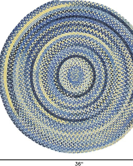 Capel American Heritage Blue Yellow 0' 36" Round Braided Rug