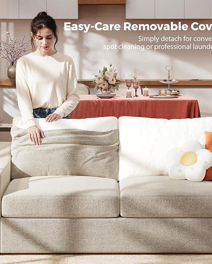 ABCASA Oversized 136" Modular Sectional Sofa, Deep Seat U Shaped Couches for Living Room, Breathable Linen Fabric Corner Couch, Easy to Assemble, Oatmeal