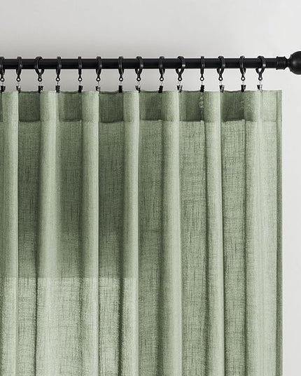 Joydeco Linen Curtains 96 Inch Length 2 Panel Sets,Light Filtering Curtains for Bedroom 52 Inch Wide Living Room Drapes with Back Tabs & Rod Pockets (W52 x L96 Inch, Loden)