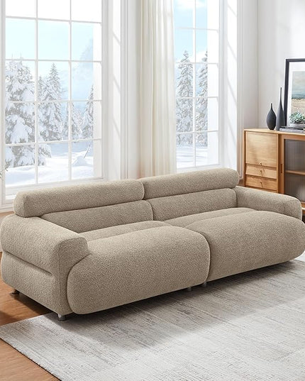 VANOMi 89" Boucle Cloud Loveseat Sofa Couch, Comfy Upholstered Deep Seat Boucle Sofa, Mid Century Modern Couch for Living Room Bedroom Apartment