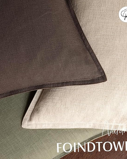 Foindtower Pack of 2, Decorative Linen Soild Throw Pillow Covers Soft Accent Cushion Case Boho Farmhouse Neutral Pillowcase for Couch Sofa Bedroom Living Room Home Decor 24 x 24 Inch Reddish Brown