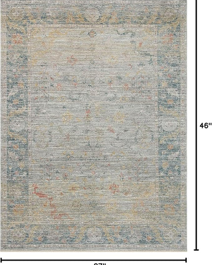 Loloi Magnolia Home by Joanna Gaines Millie Collection MIE-04 Slate/Multi 2'-3" x 3'-10", .25" Pile Height, Accent Rug