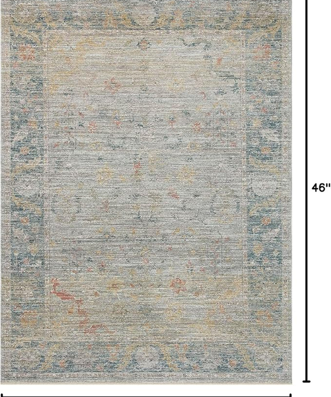 Loloi Magnolia Home by Joanna Gaines Millie Collection MIE-04 Slate/Multi 2'-3" x 3'-10", .25" Pile Height, Accent Rug