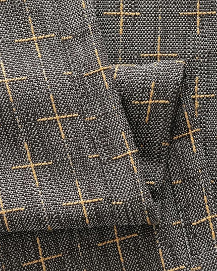 MIULEE Decorative Back Tab Linen Curtains with Geometric Pattern for Living Room Bedroom Farmhouse Rustic Thick Woven Textured Patterned Mudcloth Drapes 63 Inch Length 2 Panels Set, Dark Grey