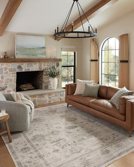 Loloi Magnolia Home by Joanna Gaines Millie Collection MIE-01 Silver/Dove 11'-6" x 15'-7", .25" Pile Height, Area Rug