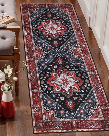 Ciicool Washable Runner Non Slip, 2'x6' Hallway Rug Vintage Kitchen Rugs Carpet for Bedroom Laundry Bathroom Decor
