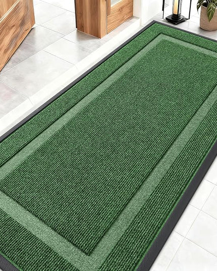 OLANLY Front Door Mat Indoor Outdoor Entrance, Waterproof All-Season, All-Weather Doormat, Sturdy Natural Rubber, Fade Resistant, Low Profile, Easy Clean Patio Porch Entryway Mat, 59x23, Green