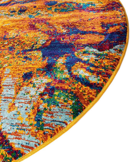 Rugs.com Calypso Collection Rug – 10 Ft Round Multi Medium-Pile Rug Perfect for Kitchens, Dining Rooms