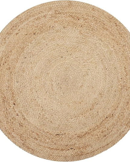 REDEARTH · Round Area Rug - 4 Feet Braided Natural Jute with Non-Skid Backing - Handwoven Boho Rug for Bedroom, Kitchen, Living Room Aesthetic Home Decor - Durable Handmade Rug, Set of 2, Set of 2