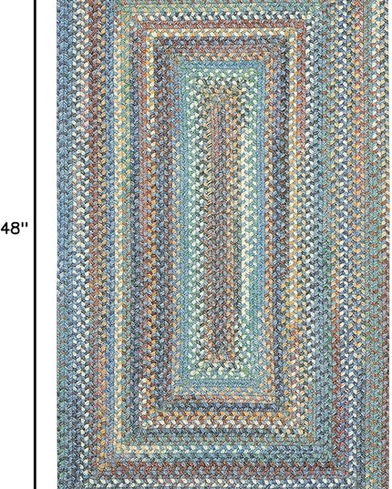 Capel American Heritage Legacy Blue 0' 24" X 0' 48" Concentric Rectangle Braided Area Rug (Made in The USA)