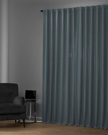 HPD Half Price Drapes Bellino Room Darkening Curtains 96 Inches Long Curtains for Bedroom & Living Room (1 Panel), 50W x 96L, Gulf Blue