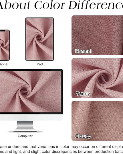 Naturoom Pink 48 Inch Shower Curtain - Stall Narrow Half Linen Ultra Thick Fabric Shower Curtain Set with Hooks, Boho Farmhouse Rustic RV Camper Bath Curtains for Bathroom, 48x72