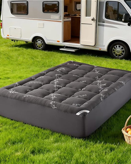 BEDLORE RV Queen Mattress Topper Viscose Derived from Bamboo,Pillow Top Mattress Pad with Stretchable Pockets for 6"-15" Mattress, Soft Breathable Mattress Topper for Back Pain Relief(Dark Gray)