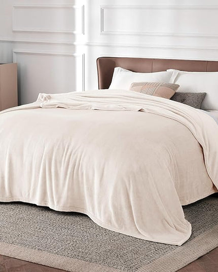 Bedsure GentleSoft Fleece Bed Blankets Full Size Cream - Soft Lightweight Plush Fuzzy Cozy Luxury Blanket Microfiber, 84x90 inches