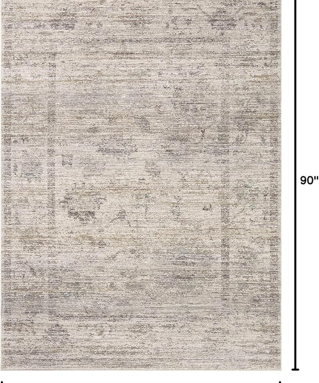 Loloi Magnolia Home by Joanna Gaines Millie Collection MIE-01 Silver/Dove 5'-3" x 7'-6", .25" Pile Height, Area Rug