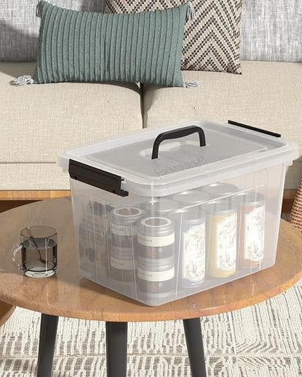 Obstnny 20 L Plastic Storage Box with Handle, 4-Pack Clear Latching Storage Bin