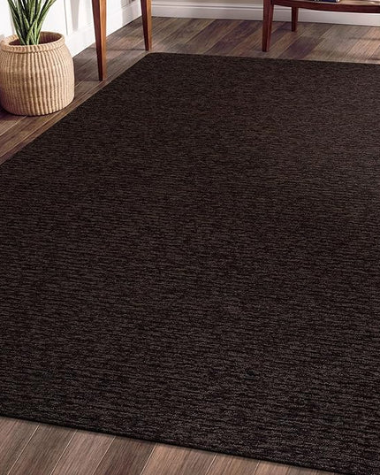Beverly Rug Non-Slip Modern Rug 3x5 Solid Traditional Rubber Backing Machine Washable Soft Thin Indoor Area Rugs for Living Room Stain Resistant Non Shedding Casual Carpet (3 x 5 Brown)