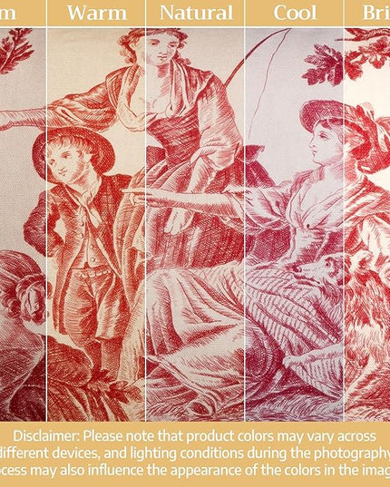 Maison d' Hermine Curtains for Living Room 100% Cotton 96 inch Length One Panel Light Filtering Toile Curtains for Bedroom Windows with Rod and Loop Pockets Drapes (The Miller Red, 50" W x 96" L)