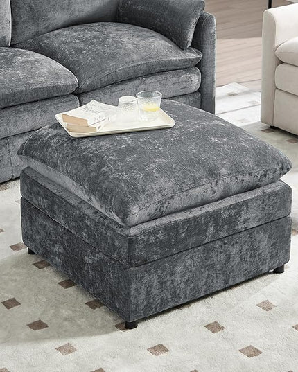 Tbfit Single Sofa Ottoman, Modern Comfy Cloud Sofa, Spring Seat Cushions, Chenille, Gray