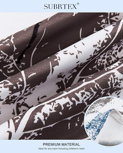 SUBRTEX Light Flitering Curtains 52Wx84L, Room Darkening Vibrant Floral Drapes, 50% Blackout, Semi Sheer Boho Farmhouse Curtains for Living Room, Gray