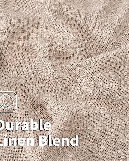 BGment 30 Inch Short Curtains for Small Window, Light Filtering Linen Burlap Textured Window Treatments Grommet Sheer Drapes for Kitchen Cafe, 2 Panels, Taupe, 42 X 30 Inch