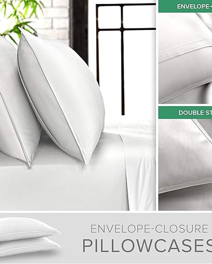 Pure Bamboo California King Sheets, Genuine 100% Organic Viscose Derived from Bamboo Bed Sheet Set, Soft & Cooling, Double Stitching, 2 Year Quality Promise (California King, White)