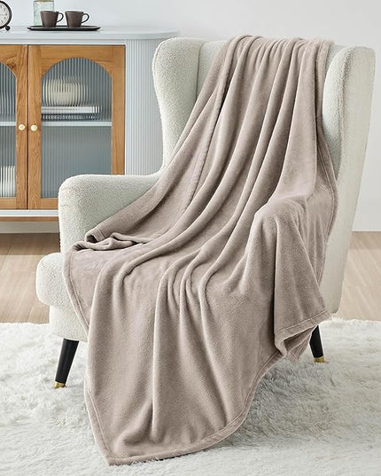 Bedsure GentleSoft Fleece Throw Blanket for Couch Oxford Tan - Lightweight Plush Fuzzy Cozy Soft Blankets and Throws for Sofa, 50x60 inches