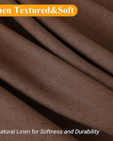 Naturoom Caramel Brown Linen Shower Curtain, Country Boho Farmhouse Bath Decor Shower Curtains Neutral Cloth Weighted Textured Fabric Bath Curtain Liner with Hooks, 72x72