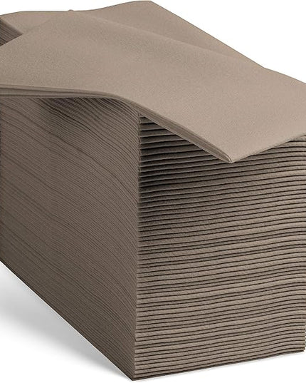 100 Linen-Feel Colored Paper Napkins - Decorative Cloth-Like Beige Dinner Napkins - Soft And Absorbent. For Kitchen, Party, Wedding, Bathroom Or Any Occasion. (Pack of 100)