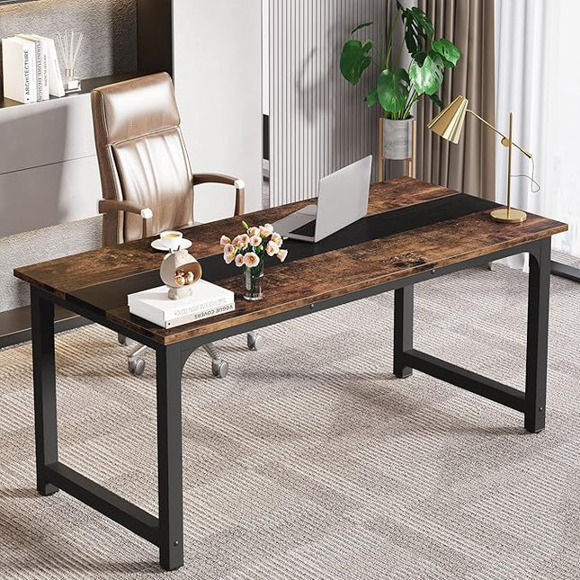 LITTLE TREE 70.8 Inch Large Executive Office Desk, Simple Computer Workstation with 31.5 inch Wide Desktop for Home Office