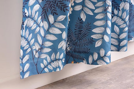 Maison d' Hermine Curtains for living room 100% Cotton 108 inch length Two Panels Light Filtering Curtains for Bedroom Windows with rod and loop Pockets Drapes (Feuillage Air Force Blue, 50"W x 108"L)