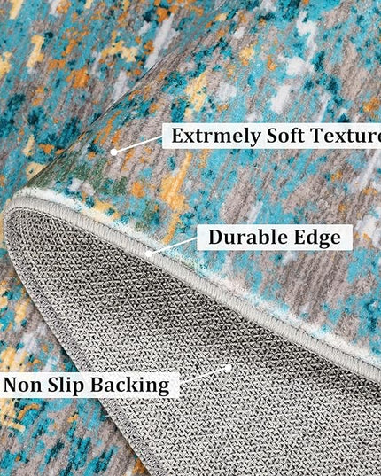 2x6 Modern Abstract Runner Rug Non Slip Soft Rug Stain Resistant Low Pile Non Shed Machine Washable for Hallway Kitchen Bathroom, Multi Color