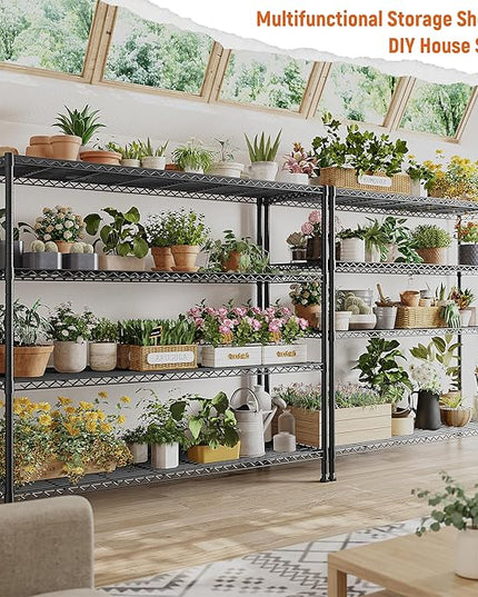 REIBII Storage Shelves 45.3''W Wire Shelving Unit 4 Tier Metal Shelves for Storage Rack Metal Shelving for Pantry Shelves Kitchen Steel Shelving, 45.3''W*63''H*17.7" D, 2 Pack
