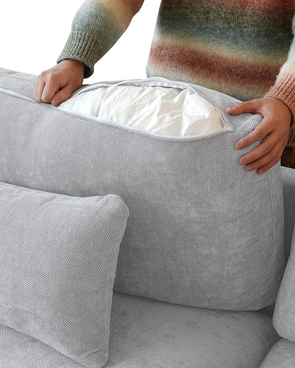 Cloud Couch Modular Sectional Sofa,119.29" L Shaped Couch, Oversized Down Filled Convertible Wide Seater,3 Seater with 1 Ottoman for Living Room Set, Covers Washable&Replaceable,Grey