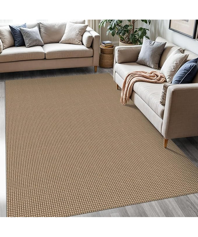 KOZYFLY Washable Area Rug 5x7 ft Rubber Backed Non Slip Rugs for Living Room Braided Cotton Bedroom Rug Woven Office Rugs Indoor Floor Carpets for Dining Bedroom Living Room, Tan/Orange/Brown