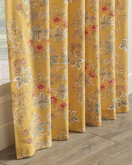 Maison d' Hermine Curtains for Living Room 100% Cotton 96 inch Length One Panel Light Filtering Curtains for Bedroom Windows with Rod and Loop Pockets Drapes (Marquise Yellow, 50" W x 96" L)