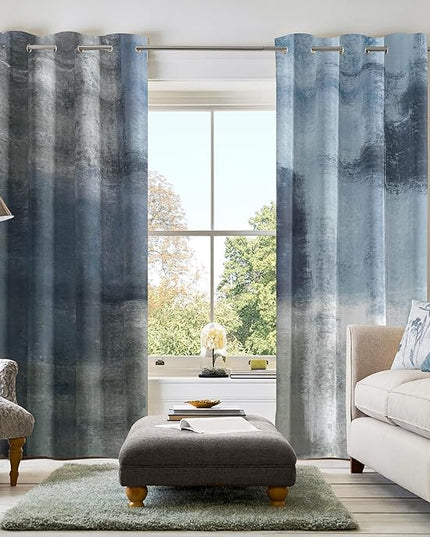 Asuexpect Dusty Blue Abstract Curtains 2 Panels Set Navy Grey Geometric Curtain Modern Chic Window Treatments Decorative for Farmhouse Living Room Bedroom Window 50% Darkening Curtain 52x108 Inch