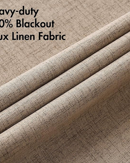 MIULEE 100% Blackout Linen Textured Curtains for Bedroom Solid Thermal Insulated Copper Brown Grommet Room Darkening Curtains & Drapes Luxury Decor for Living Room Nursery 52 x 72 Inch (2 Panels)