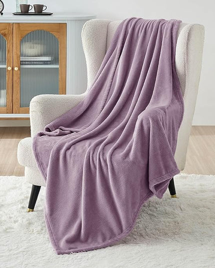Bedsure GentleSoft Fleece Blankets Twin Size Fog Purple - 300GSM Lightweight Plush Fuzzy Cozy Soft Blanket for Bed, Sofa, Couch, Travel, Camping, 60x80 inches