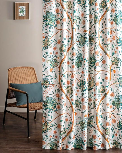 Maison d' Hermine Curtains for Living Room 100% Cotton 124 inch Length Two Panels Light Filtering Curtains for Bedroom Windows with Rod and Loop Pockets Drapes (Elizabeth, 50" W x 124" L)