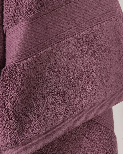 Superior Egyptian Cotton Pile Bath Towel Set of 2, Ultra Soft Luxury Towels, Thick Plush Essentials, Absorbent Heavyweight, Guest Bath, Hotel, Spa, Home Bathroom, Shower Basics, Plum
