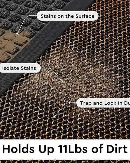 tchdio Front Door Mat Outside Entrance, Dirt Trapper Doormat-Entrance Welcome Matt Durable, Heavy Duty Entry Mat Non Slip Rubber Mats for Outside Stain Resist Door Mats for Entryway, 24"x47" Brown