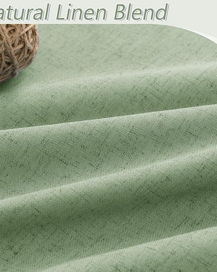 Guken 100% Blackout Linen Curtains 100 Inch Length 2 Panels Set for Living Room Bedroom Back Tab Thermal Insulated Black Out Linen Drapes Room Darkening Window Curtains,Light Sage