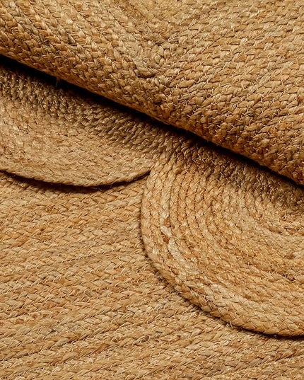 Hand Woven Jute Area Rug - 3' x 5' Feet - Rustic Beige Reversible Rectangular Rugs for Bedroom, Kitchen, Living Room - Vintage Natural Braided Entry Floor Décor Boho Jute Rug 3x5 Feet