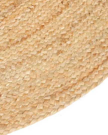 Hand Woven Jute Area Rug - 5' Round - Rustic Beige Reversible Farmhouse Rugs for Bedroom, Kitchen, Living Room - Vintage Natural Braided Entry Floor Décor Circle Boho Round Jute Rug 5 Foot
